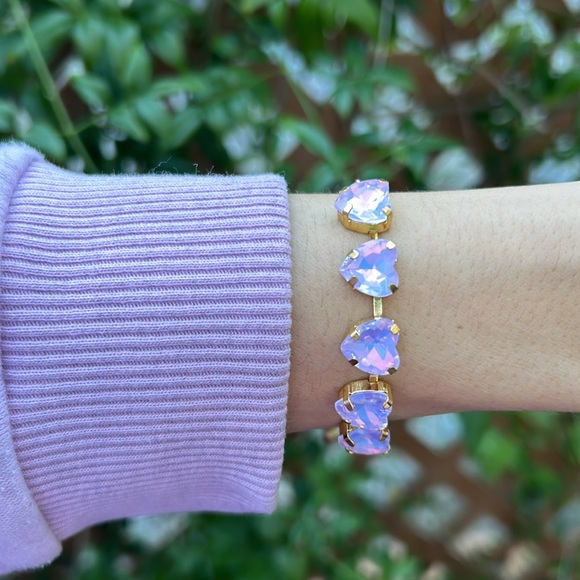Purple Opal Aurora Borealis Crystal Heart Bracelet - Picture 14 of 16
